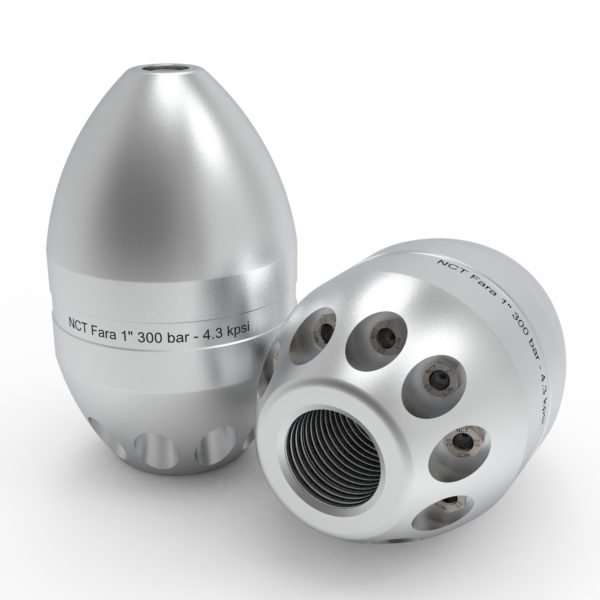 Mittelgroße Granatdüse mit starker Zugkraft.